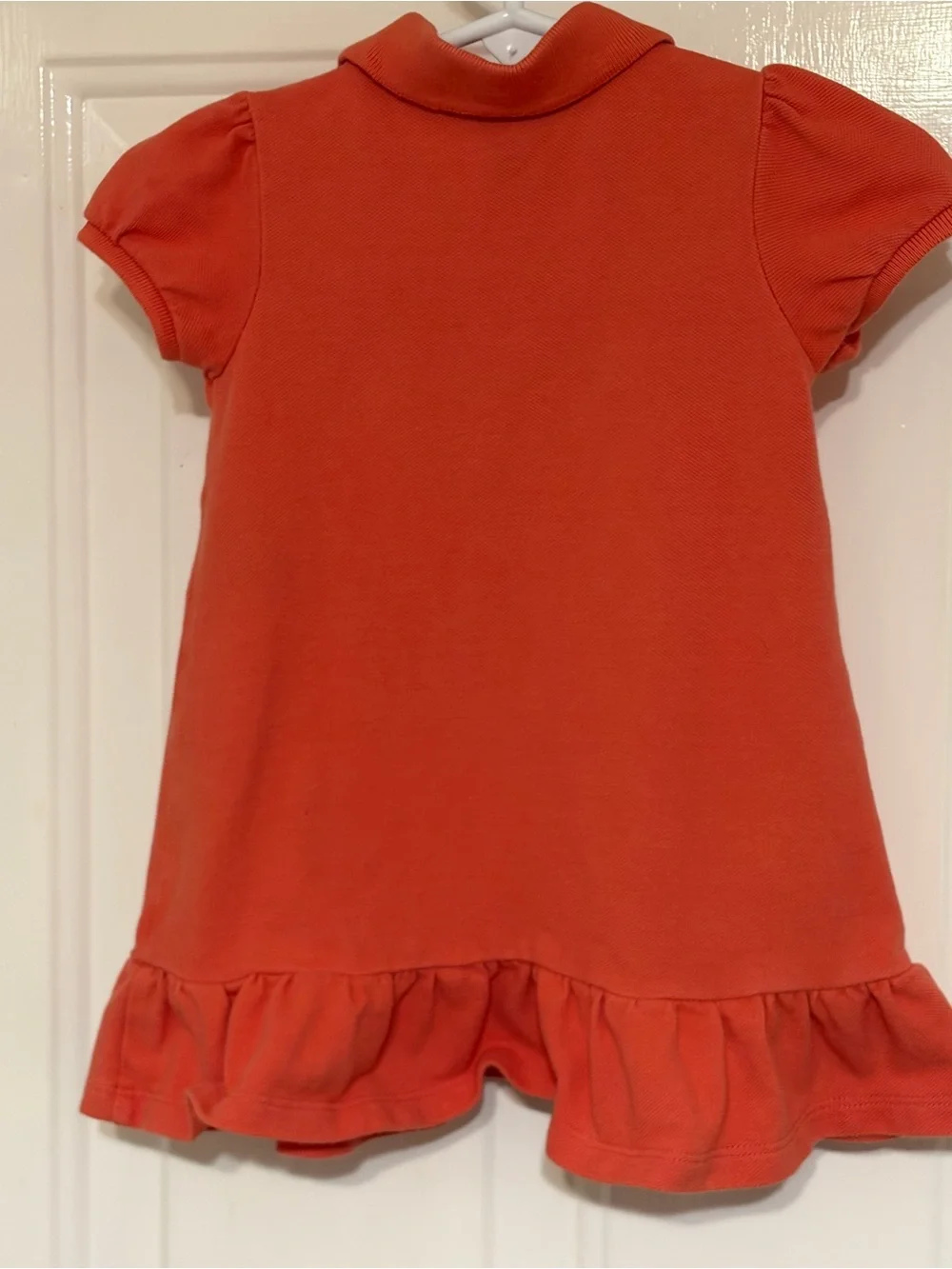 Ralph Lauren Baby Girls Orange Dress w/Ruffle Hem & Large Polo Pony 9 Months
